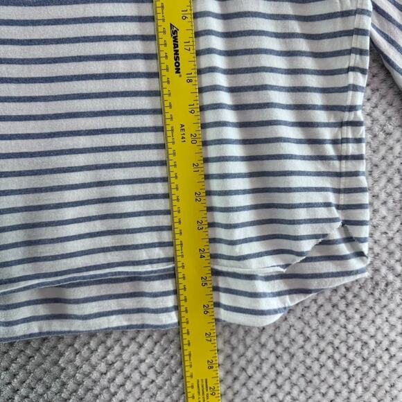 Frank & Eileen Top Womens S Blue White Striped Crew Tee Lab Long Dolman Sleeve - Picture 9 of 12